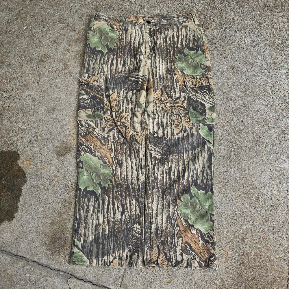 Vtg 90s REALTREE Leaf Camo Camouflage All Over Print Outdoors Cargo Pants 38